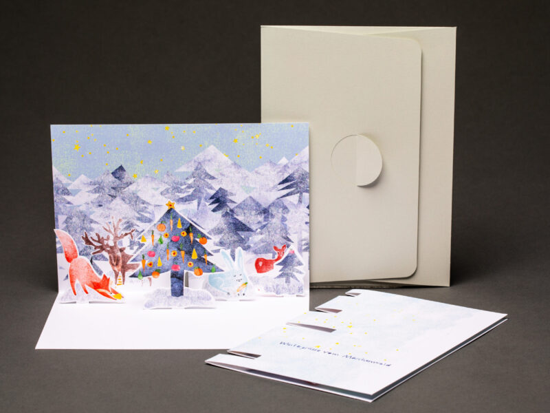 Pop-up Karte «Wintergrüsse vom Märchenwald»